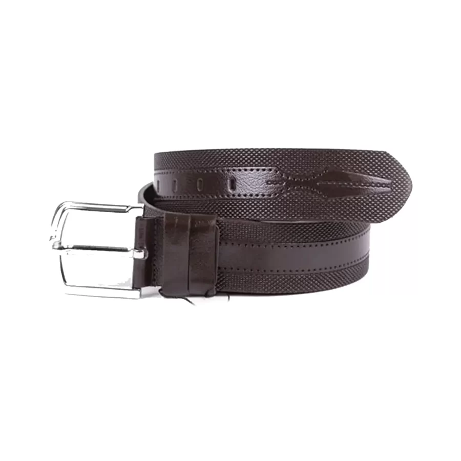 Dark Brown Mens Belt For Jeans Wide Dotted Leather ST01295 1