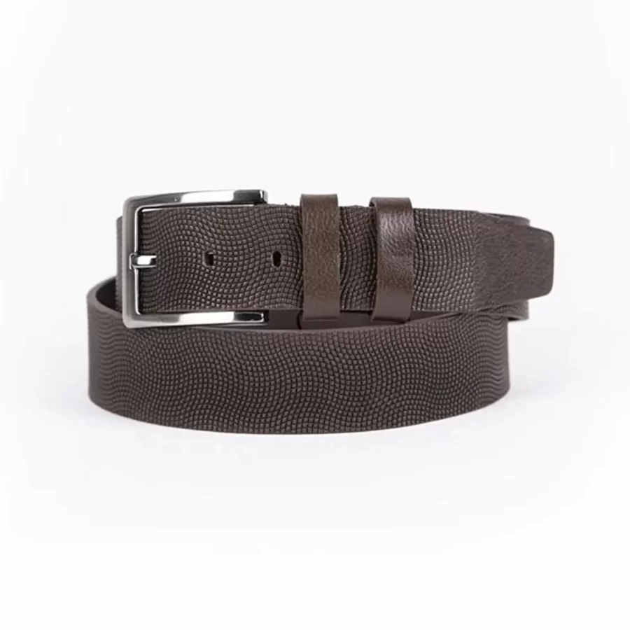 Dark Brown Mens Belt For Jeans Wide Dotted Leather ST01321 7