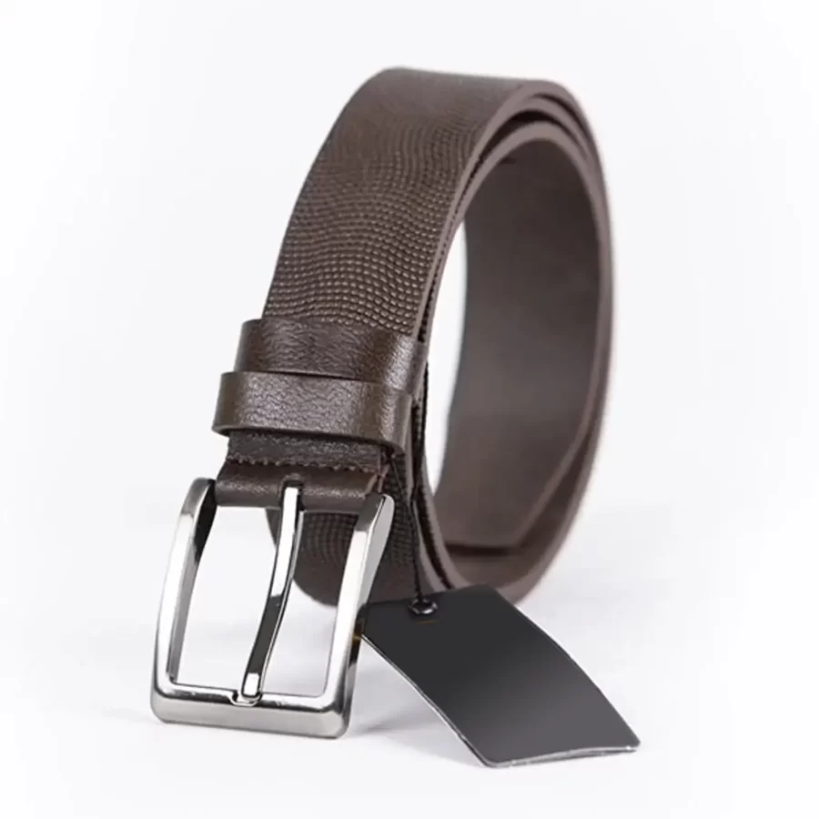 Dark Brown Mens Belt For Jeans Wide Dotted Leather ST01321 8