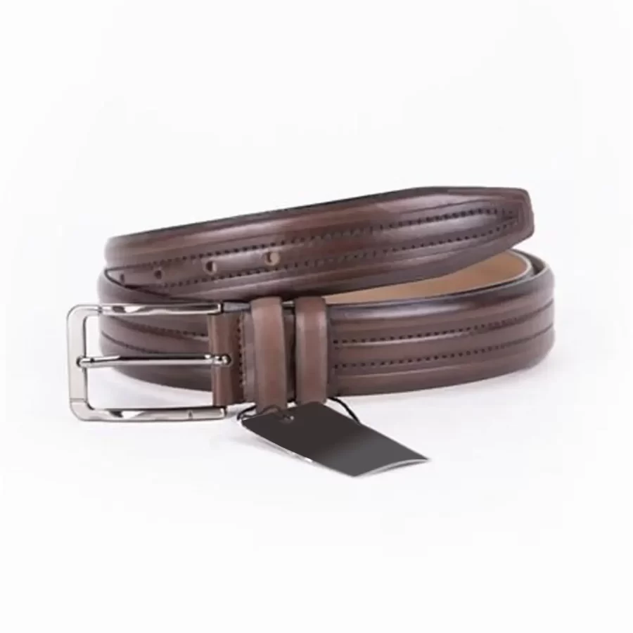 Dark Brown Mens Belt For Suit Genuine Leather ST01420 5