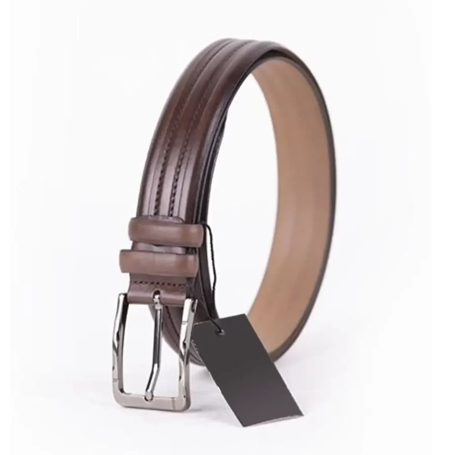 Dark Brown Mens Belt For Suit Genuine Leather ST01420 6