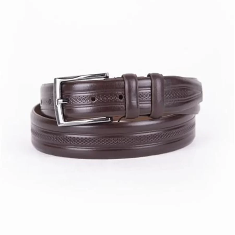 Dark Brown Mens Belt For Suit Genuine Leather ST01445 1