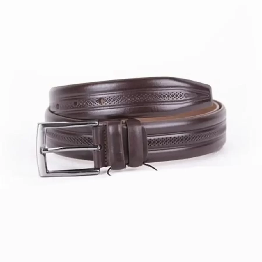 Dark Brown Mens Belt For Suit Genuine Leather ST01445 2