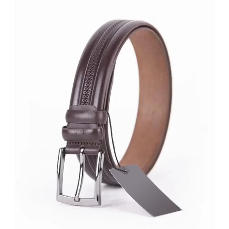 Dark Brown Mens Belt For Suit Genuine Leather ST01445 3