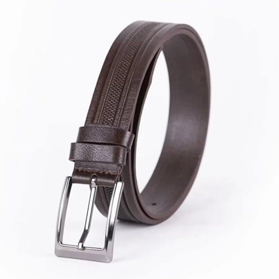 Dark Brown Mens Belt For Suit Laser Cut Leather ST00780 8
