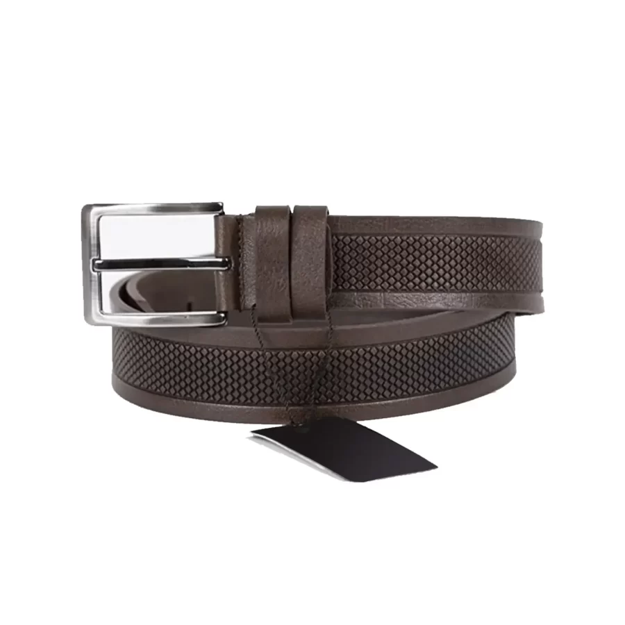 Buy Dark Brown Mens Belt For Suit Laser Cut Leather ...