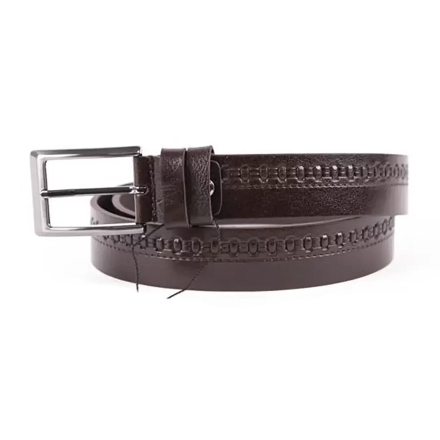 Dark Brown Mens Belt For Suit Mens Belt Dress Brogue Leather ST01031 5