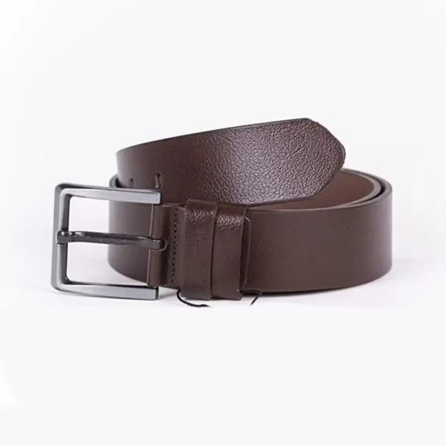 Dark Brown Mens Belt Wide Casual Genuine Leather ST00041 34