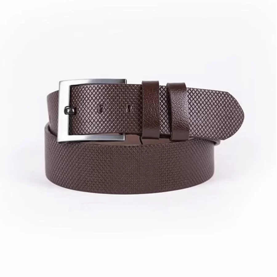 Dark Brown Mens Belt Wide Casual Grain Leather ST01277 1