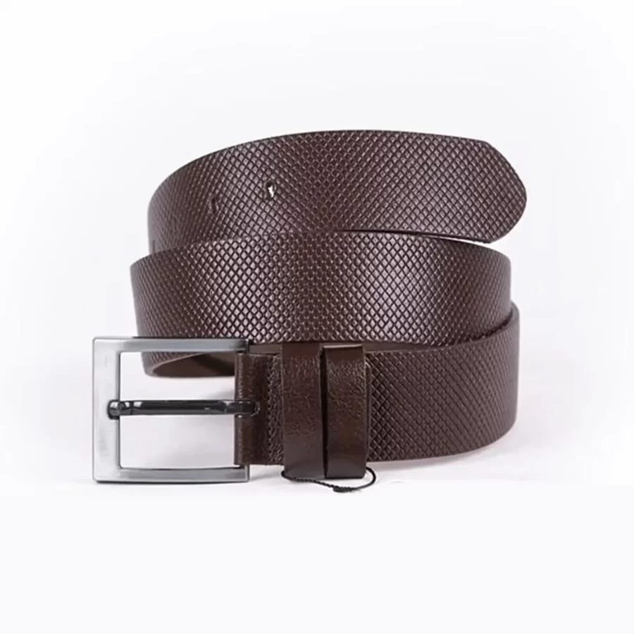 Dark Brown Mens Belt Wide Casual Grain Leather ST01277 2