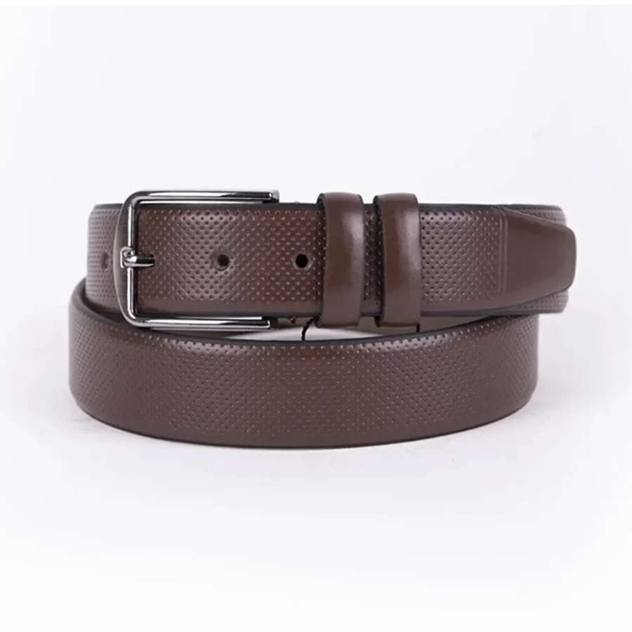 Dark Brown Mens Vegan Leather Belt Dress ST00817 1