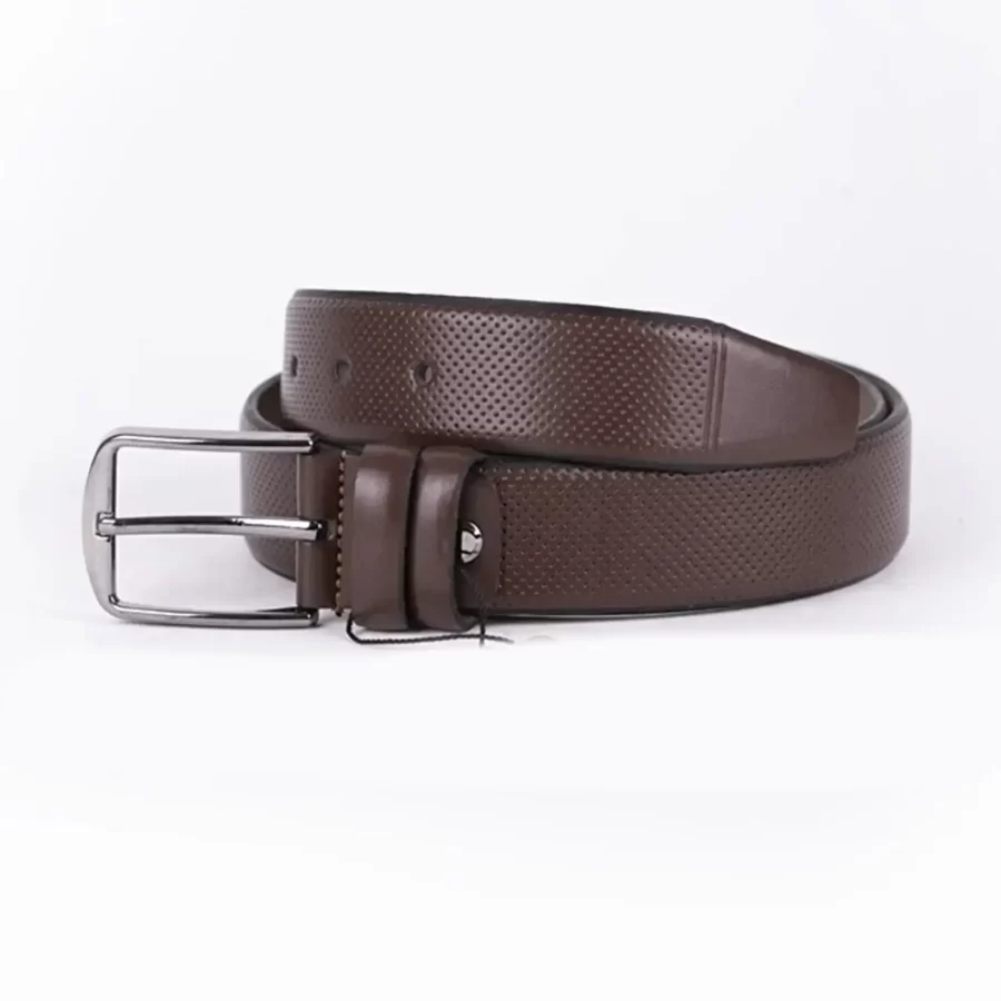 Dark Brown Mens Vegan Leather Belt Dress ST00817 2