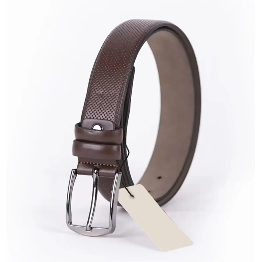 Dark Brown Mens Vegan Leather Belt Dress ST00817 3