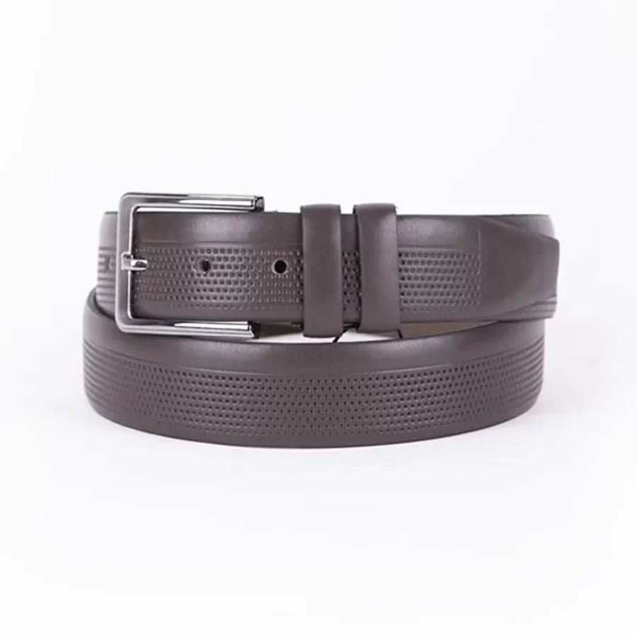 Dark Brown Mens Vegan Leather Belt Dress ST00829 13