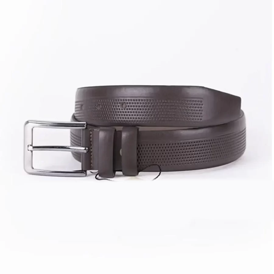 Dark Brown Mens Vegan Leather Belt Dress ST00829 14