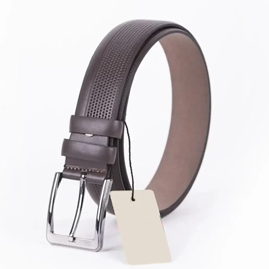 Dark Brown Mens Vegan Leather Belt Dress ST00829 15