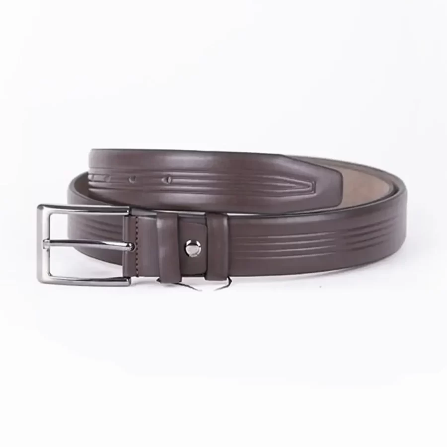 Dark Brown Mens Vegan Leather Belt Dress ST00877 5