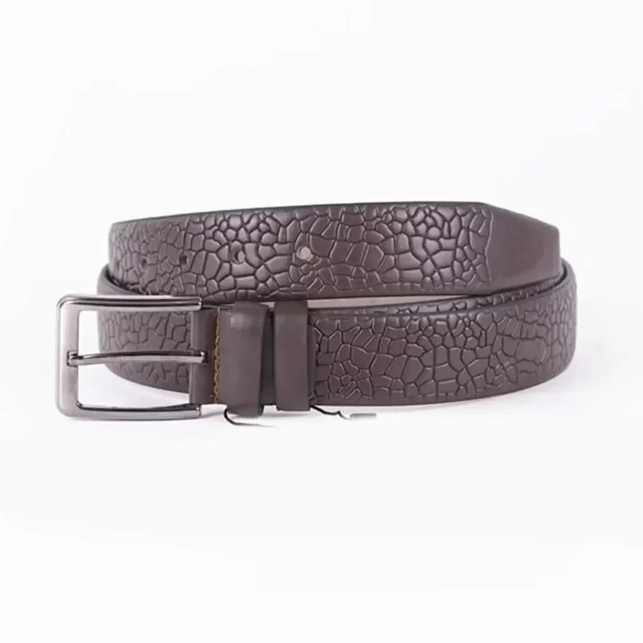 Dark Brown Mens Vegan Leather Belt Dress ST00900 8