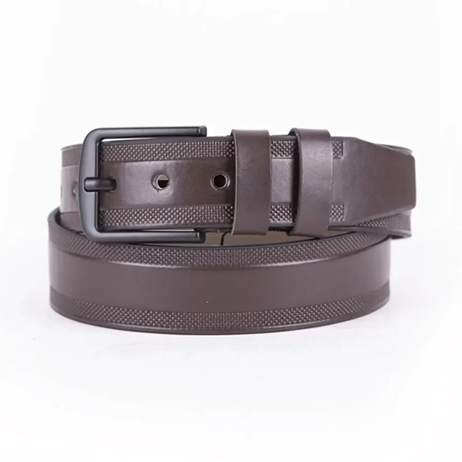 Dark Brown Mens Vegan Leather Belt For Jeans ST00875 4