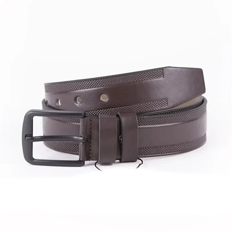 Dark Brown Mens Vegan Leather Belt For Jeans ST00875 5