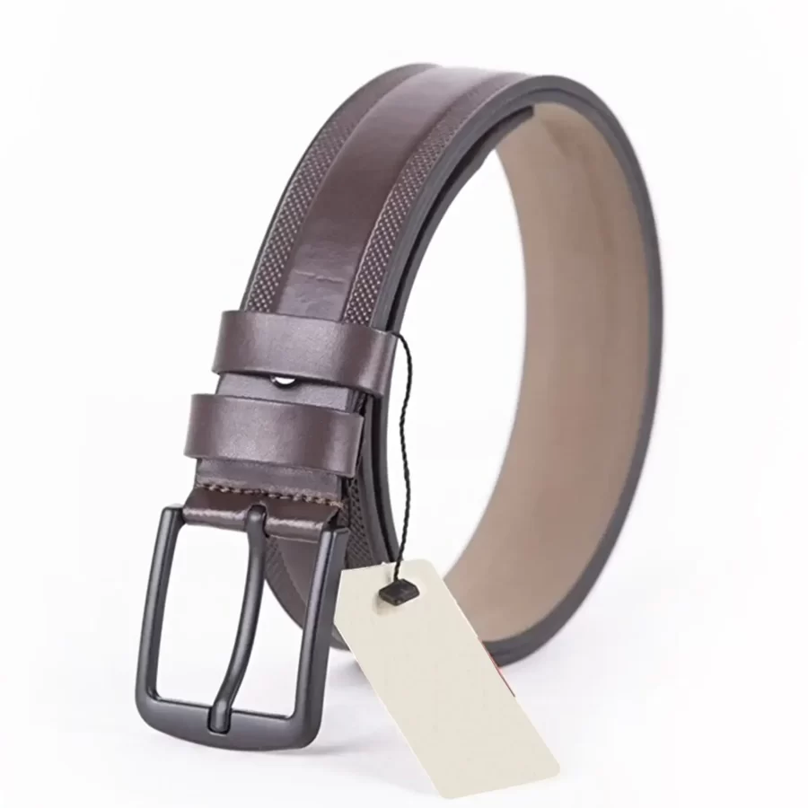 Dark Brown Mens Vegan Leather Belt For Jeans ST00875 6