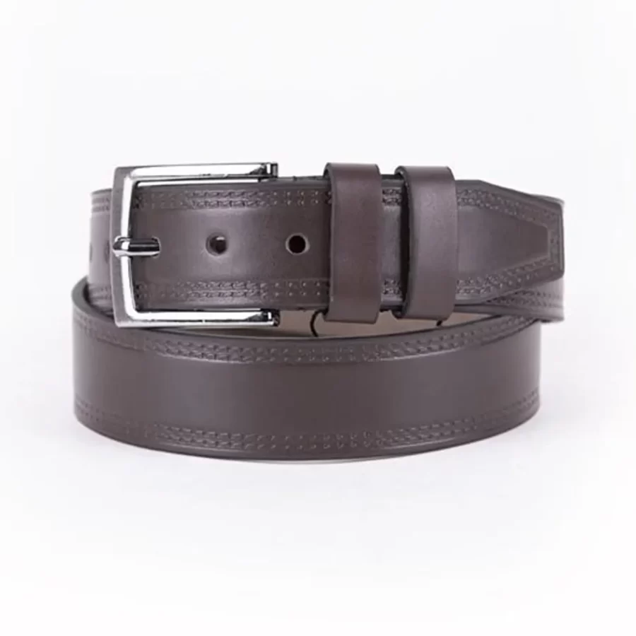 Dark Brown Mens Vegan Leather Belt For Jeans ST00912 6