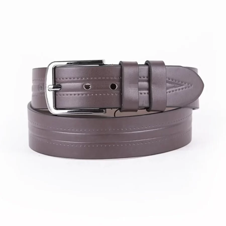 Dark Brown Mens Vegan Leather Belt For Jeans ST00924 2