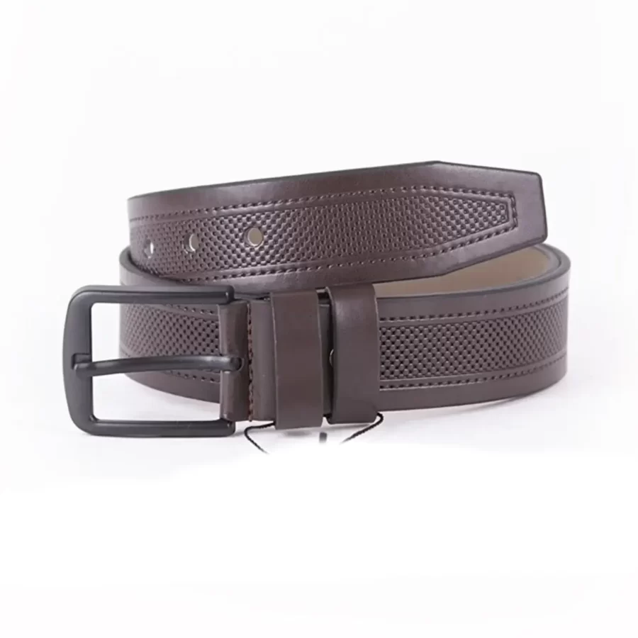 Dark Brown Mens Vegan Leather Belt For Jeans ST00928 5