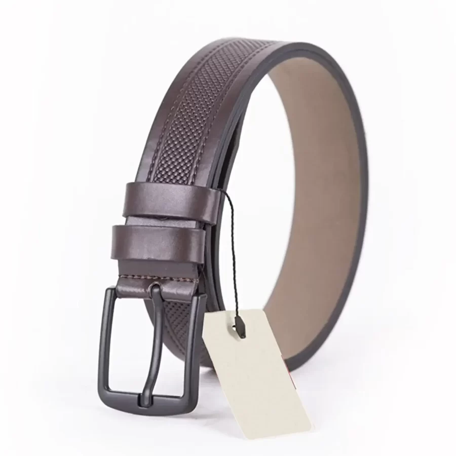 Dark Brown Mens Vegan Leather Belt For Jeans ST00928 6