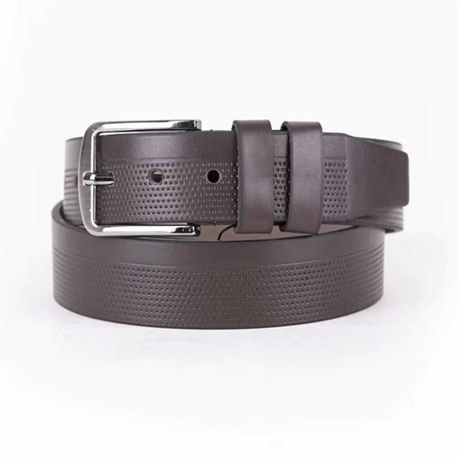 Dark Brown Mens Vegan Leather Belt For Jeans ST00930 7