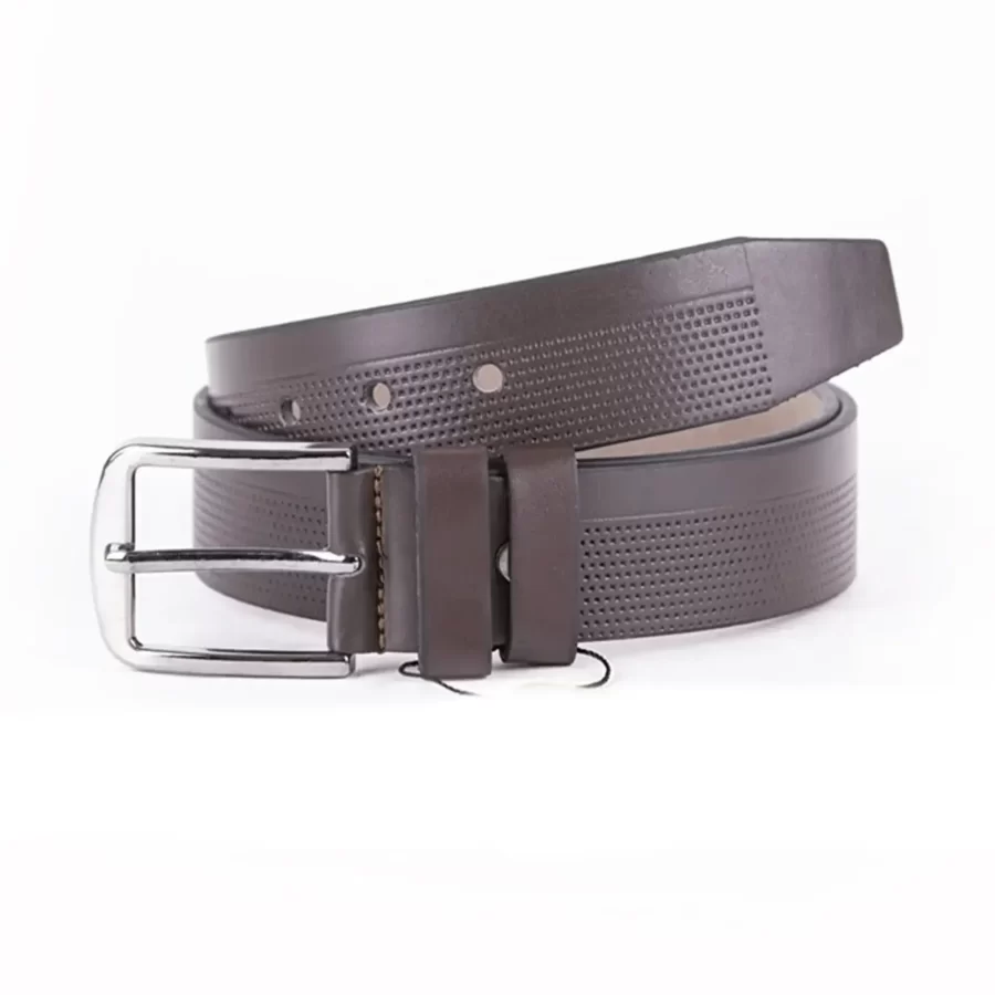 Dark Brown Mens Vegan Leather Belt For Jeans ST00930 8