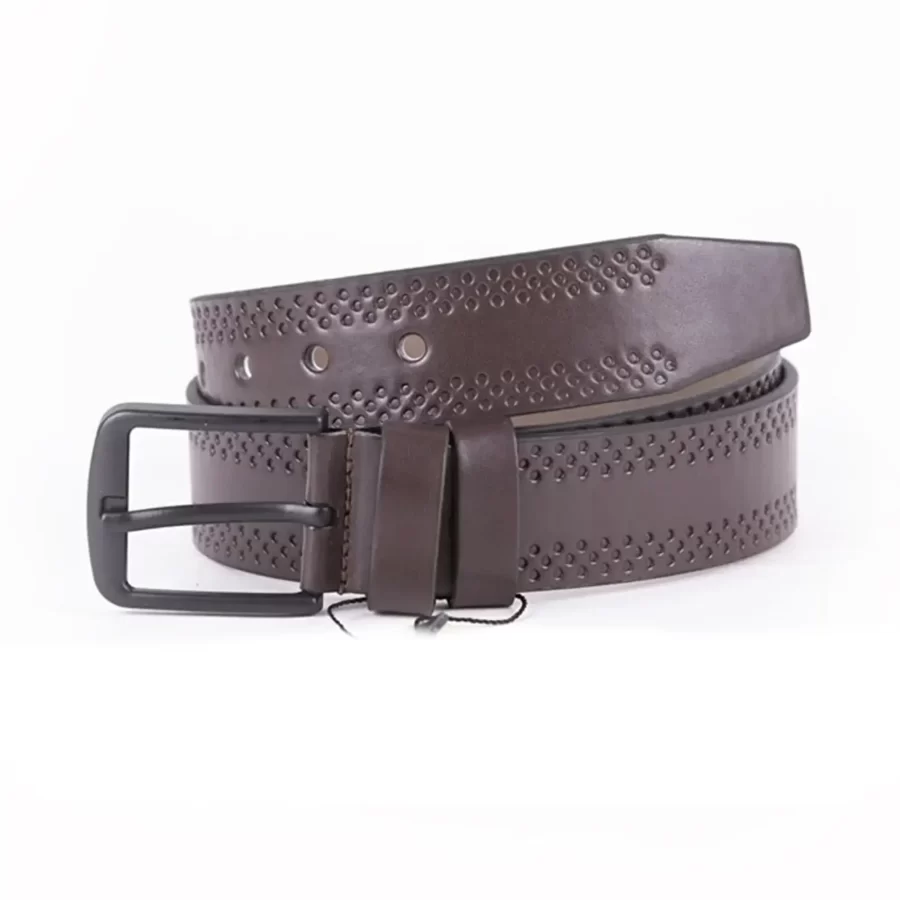 Dark Brown Mens Vegan Leather Belt For Jeans ST00934 11