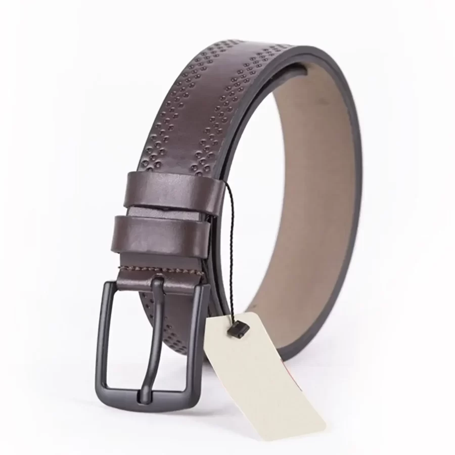 Dark Brown Mens Vegan Leather Belt For Jeans ST00934 12