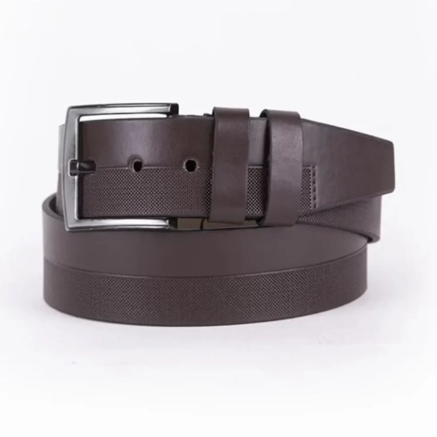 Dark Brown Mens Vegan Leather Belt For Jeans ST00964 4