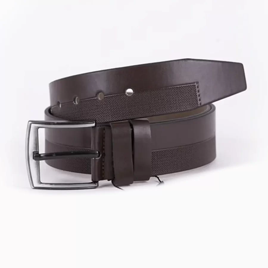 Dark Brown Mens Vegan Leather Belt For Jeans ST00964 5