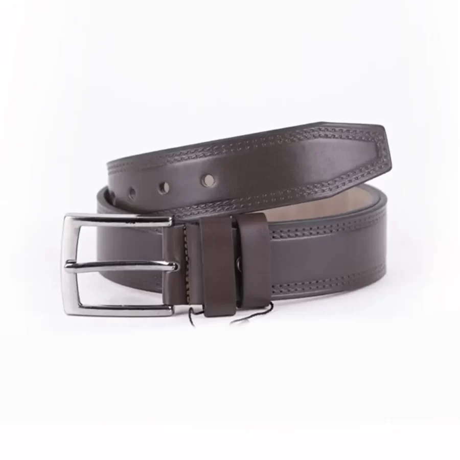 Dark Brown Mens Vegan Leather Belt For Jeans TYC00123281373 2