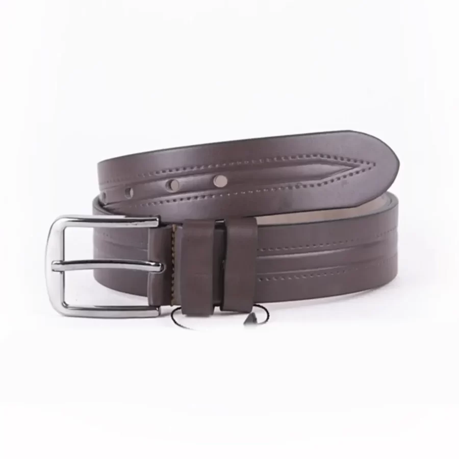 Dark Brown Mens Vegan Leather Belt For Jeans TYC00123646200 2