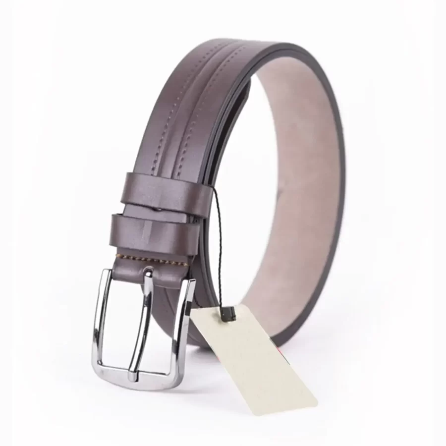 Dark Brown Mens Vegan Leather Belt For Jeans TYC00123646200 3