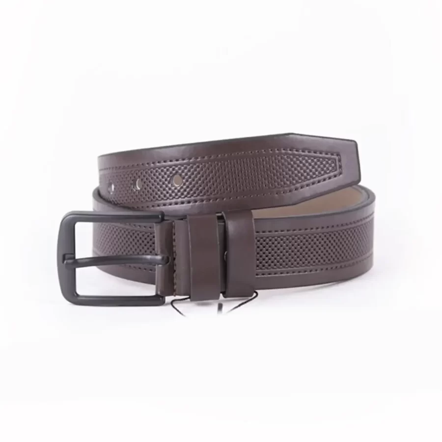 Dark Brown Mens Vegan Leather Belt For Jeans TYC00123665748 2