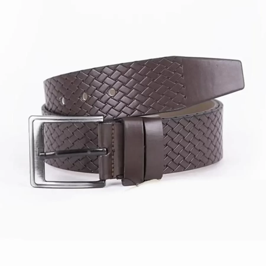 Dark Brown Mens Vegan Leather Belt For Jeans Wide 4 5 cm ST00950 8