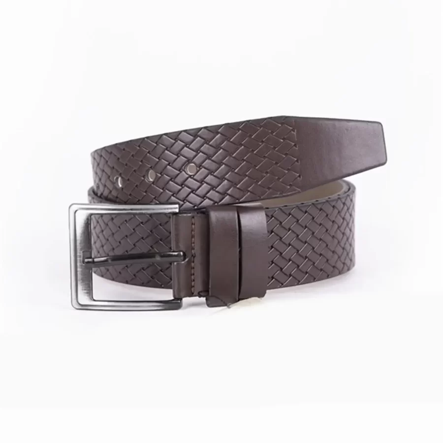 Dark Brown Mens Vegan Leather Belt For Jeans Wide 4 5 cm ST009500 2