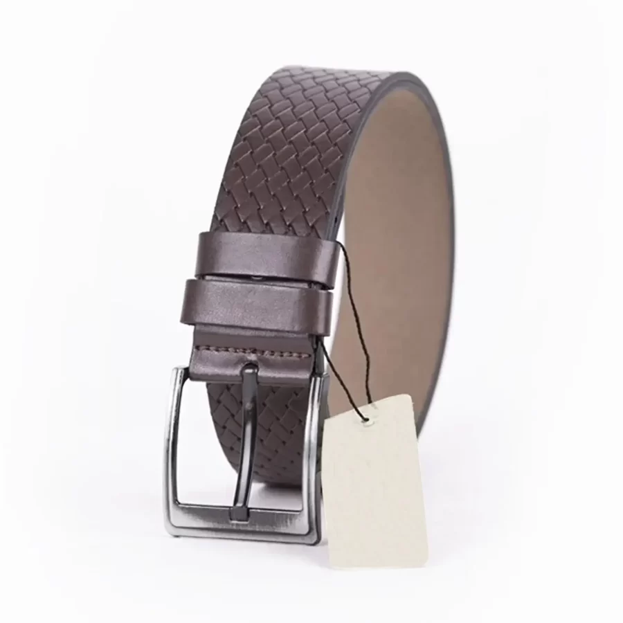 Dark Brown Mens Vegan Leather Belt For Jeans Wide 4 5 cm ST009500 3