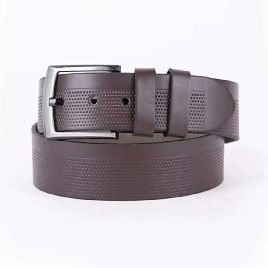 Dark Brown Mens Vegan Leather Belt For Jeans Wide 4 5 cm ST00956 6