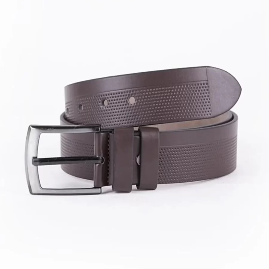 Dark Brown Mens Vegan Leather Belt For Jeans Wide 4 5 cm ST00956 7