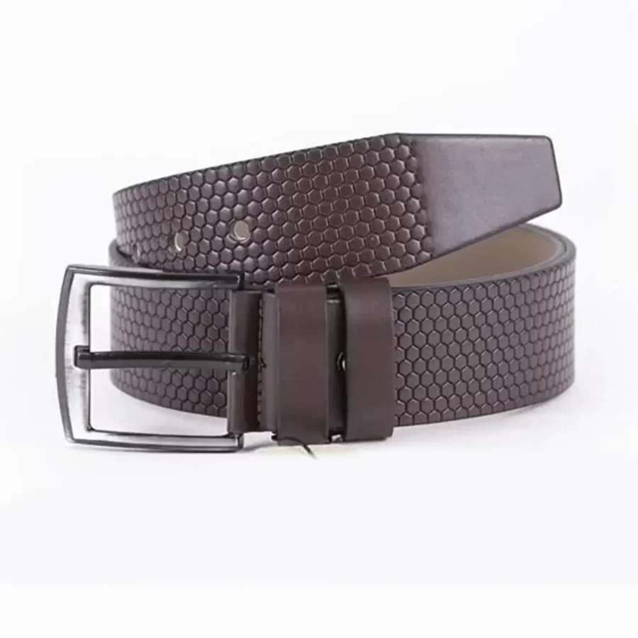 Dark Brown Mens Vegan Leather Belt For Jeans Wide 4 5 cm ST00959 2