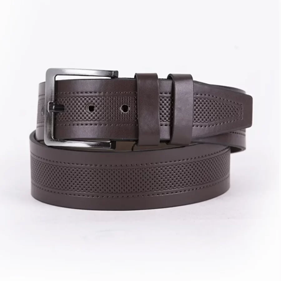 Dark Brown Mens Vegan Leather Belt For Jeans Wide 4 5 cm ST00961 4
