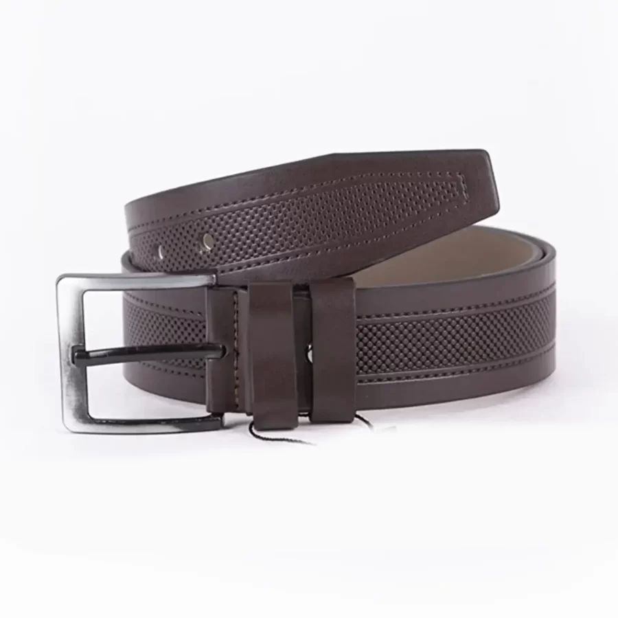 Dark Brown Mens Vegan Leather Belt For Jeans Wide 4 5 cm ST00961 5