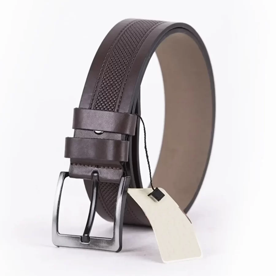 Dark Brown Mens Vegan Leather Belt For Jeans Wide 4 5 cm ST00961 6