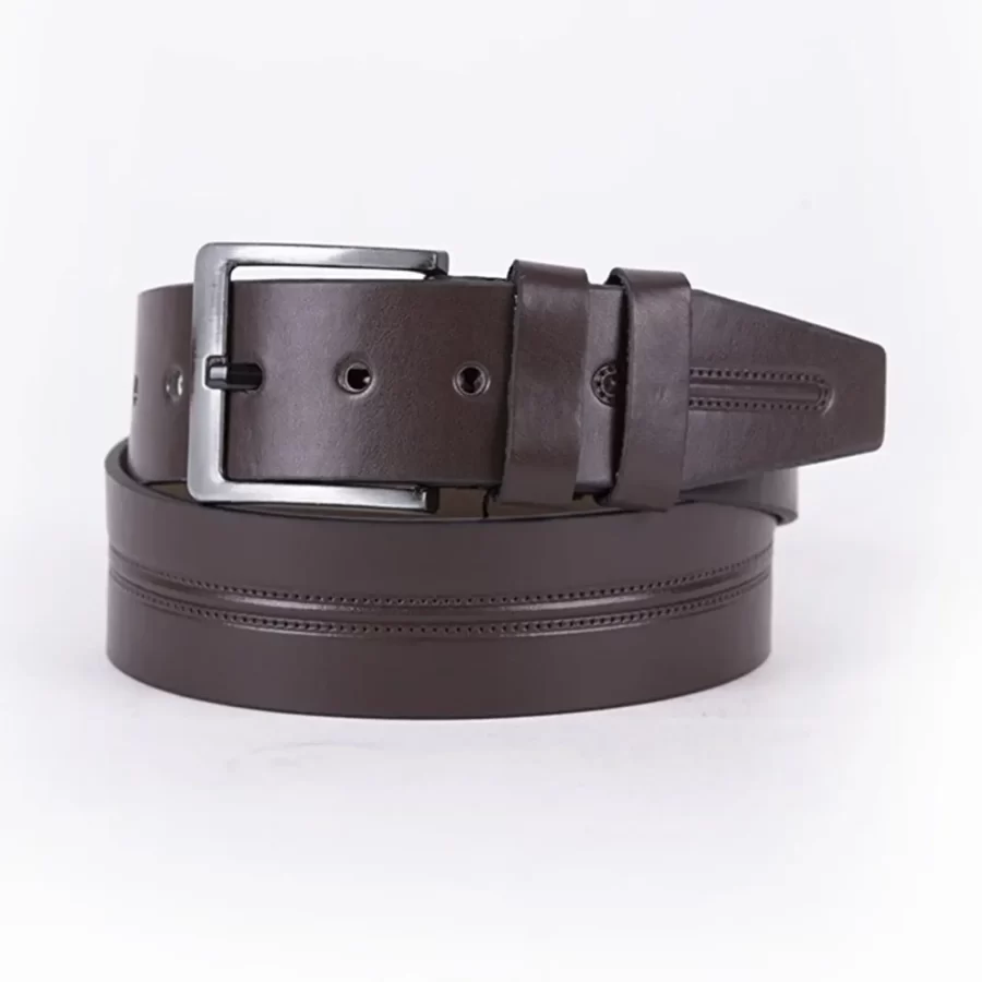 Dark Brown Mens Vegan Leather Belt For Jeans Wide 4 5 cm ST00963 1