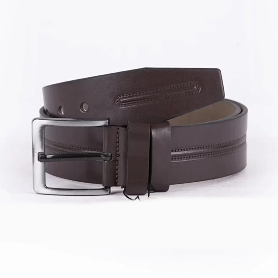 Dark Brown Mens Vegan Leather Belt For Jeans Wide 4 5 cm ST00963 2